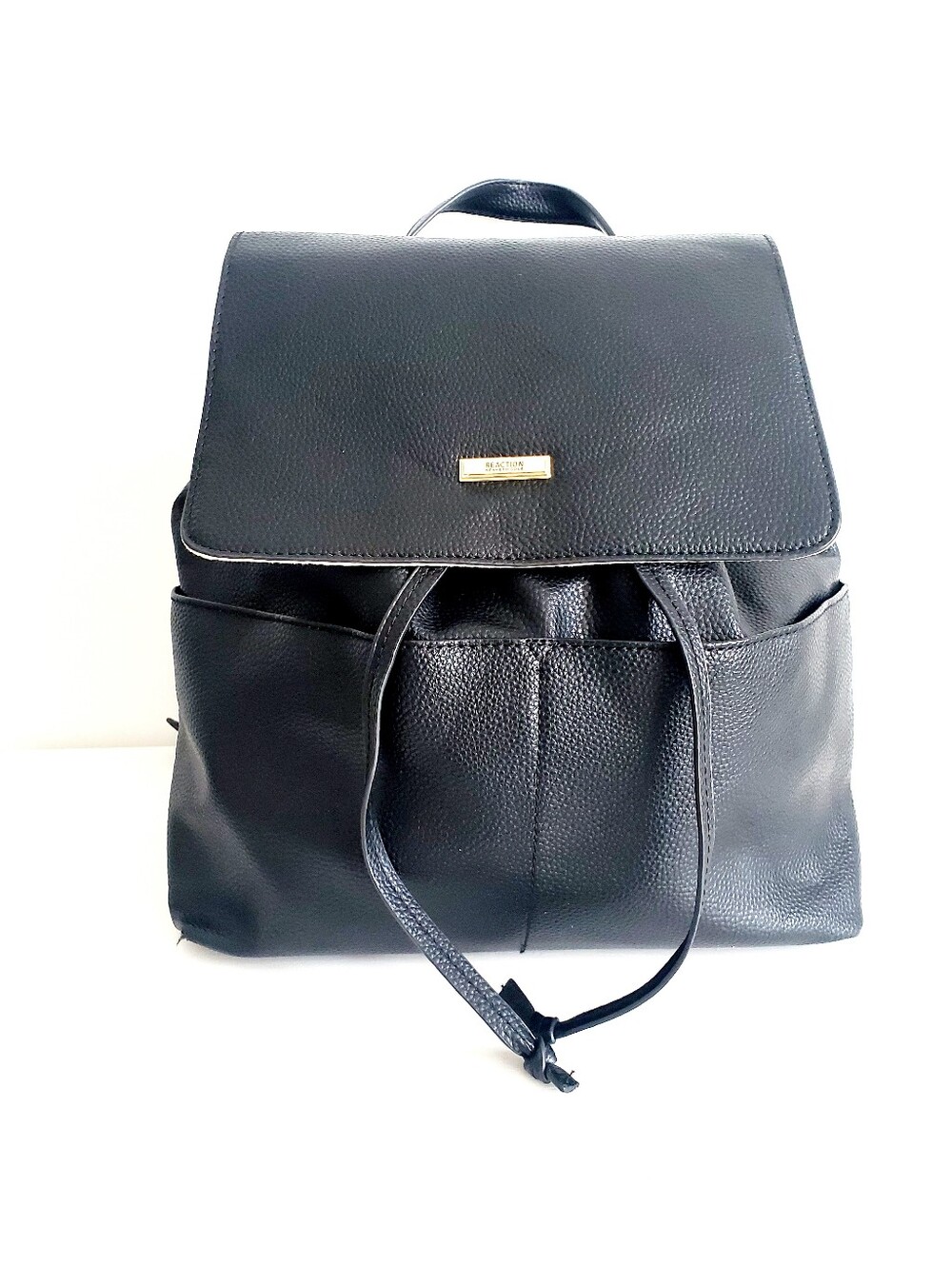 Reaction Kenneth Cole Black Pebbled Leather Backpack